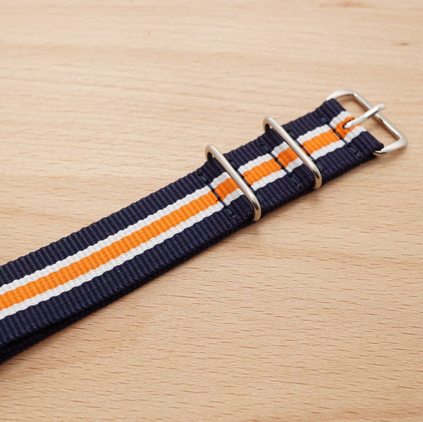 Navy Blue Orange Stripe Nylon