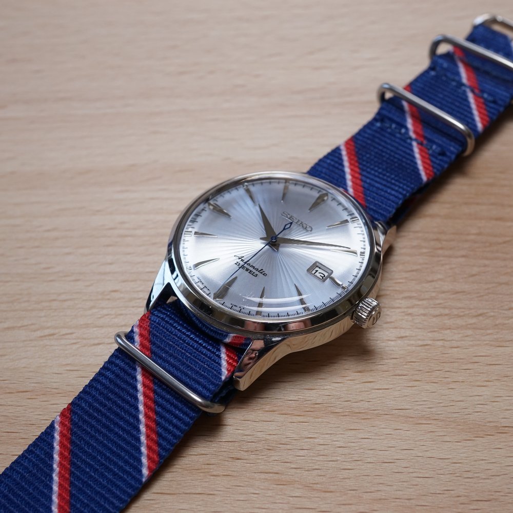 Blue Diagonal Stripe Nylon – Wrist Candy Watch Club